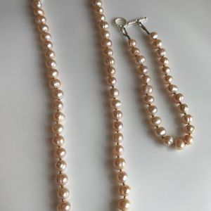 Hand beaded necklace and matching bracelet